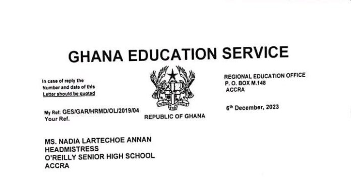 Headmistress of O'REILLY SENIOR HIGH SCHOOL Suspended for Unauthorized Collection of Money