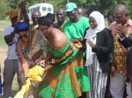 The Founder, President, and CEO of Healthy Life Global Sportsplex, Mrs. Nikiel Winston, and the Mpota Traditional Council have cut the sod for the construction of a multipurpose sports complex in Gomoa Mpota, Central Region, Ghana.